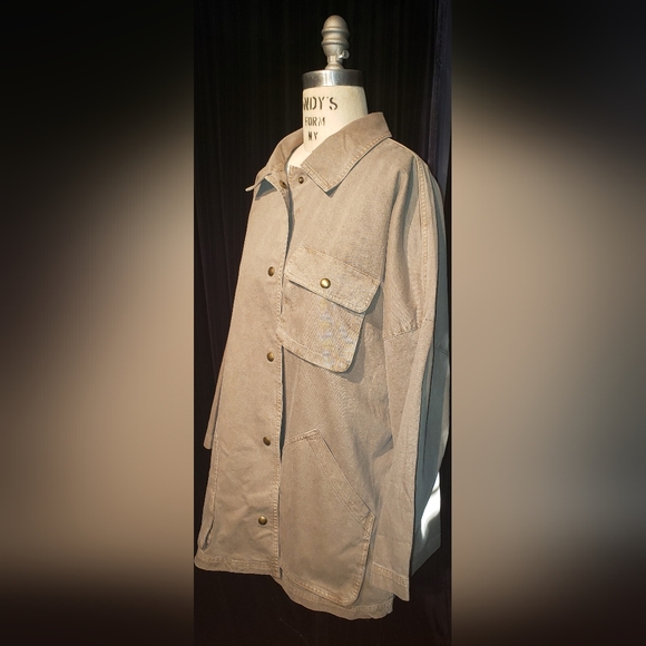 Banana Republic Jackets & Blazers - B.R. 100% Cotton olive military green safari oversized denim jacket huge pockets